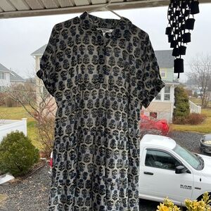 THML Navy and White Leaf Print Mini Dress